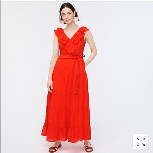 J. Crew Ruffle-front maxi dress with braided belt